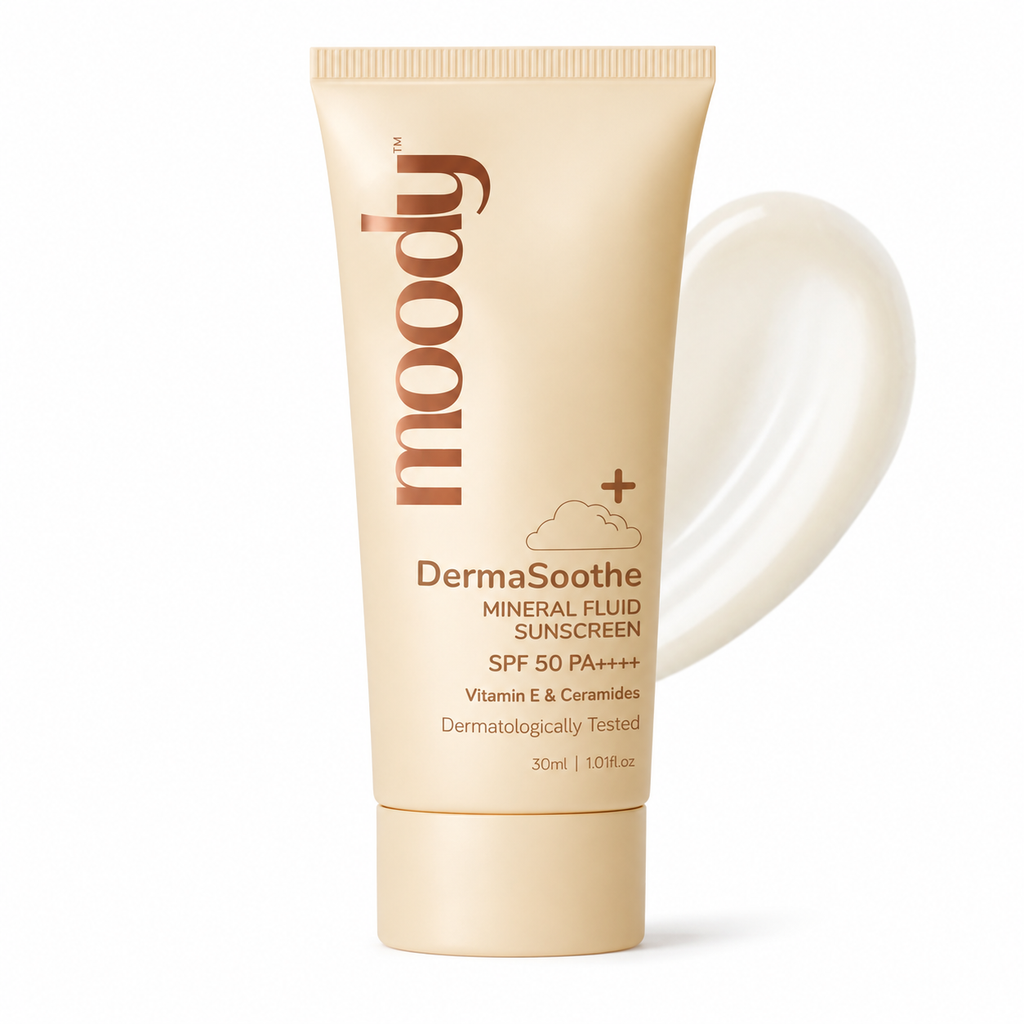 Moody SensiSoothe SPF 50 PA++++ Mineral Sunscreen with Ceramides & Rice 30ml | Pack of 1