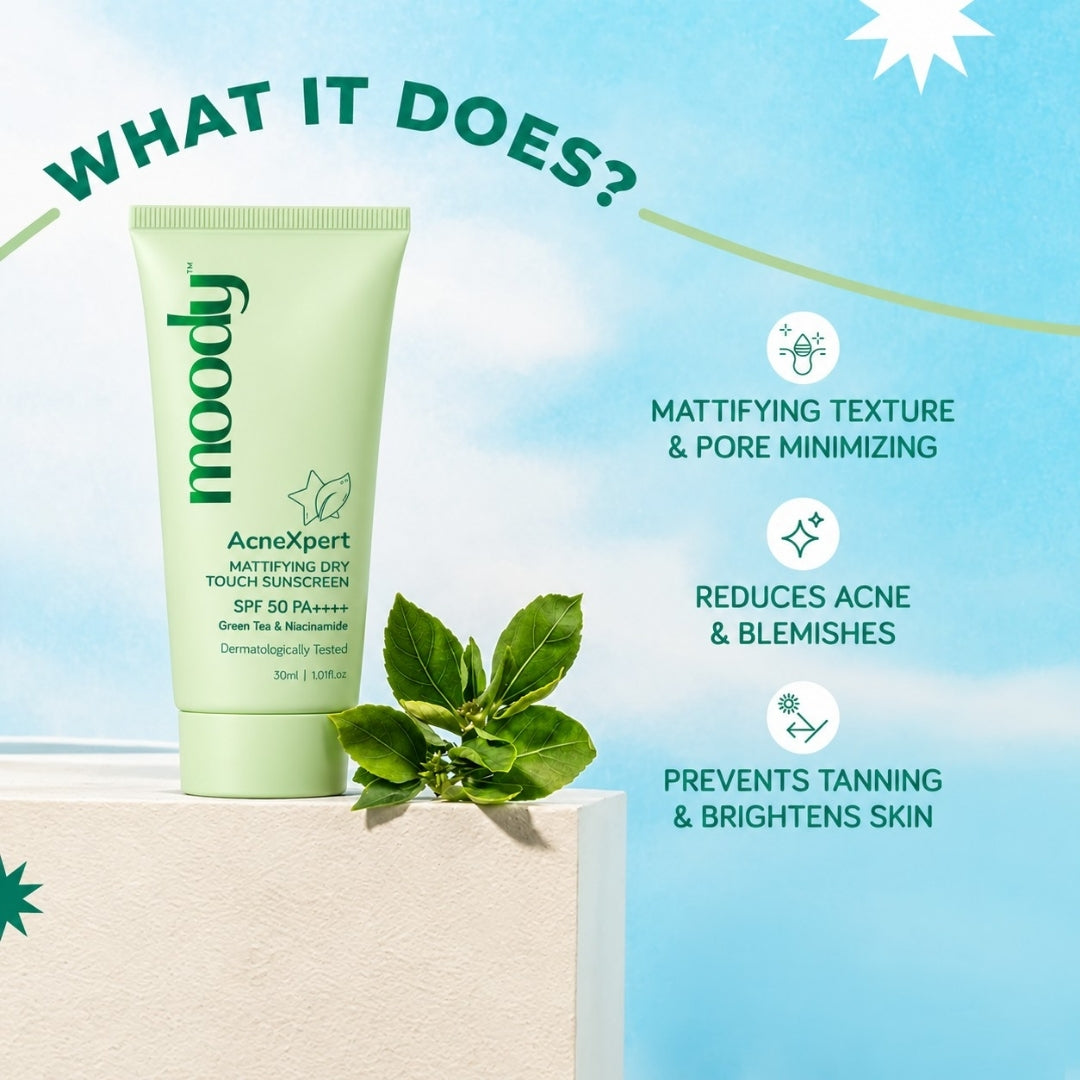 Moody AcneXpert Mattifying SPF 50 PA ++++ Niacinamide for Oil & Acne Control 30 ml | Pack of 1