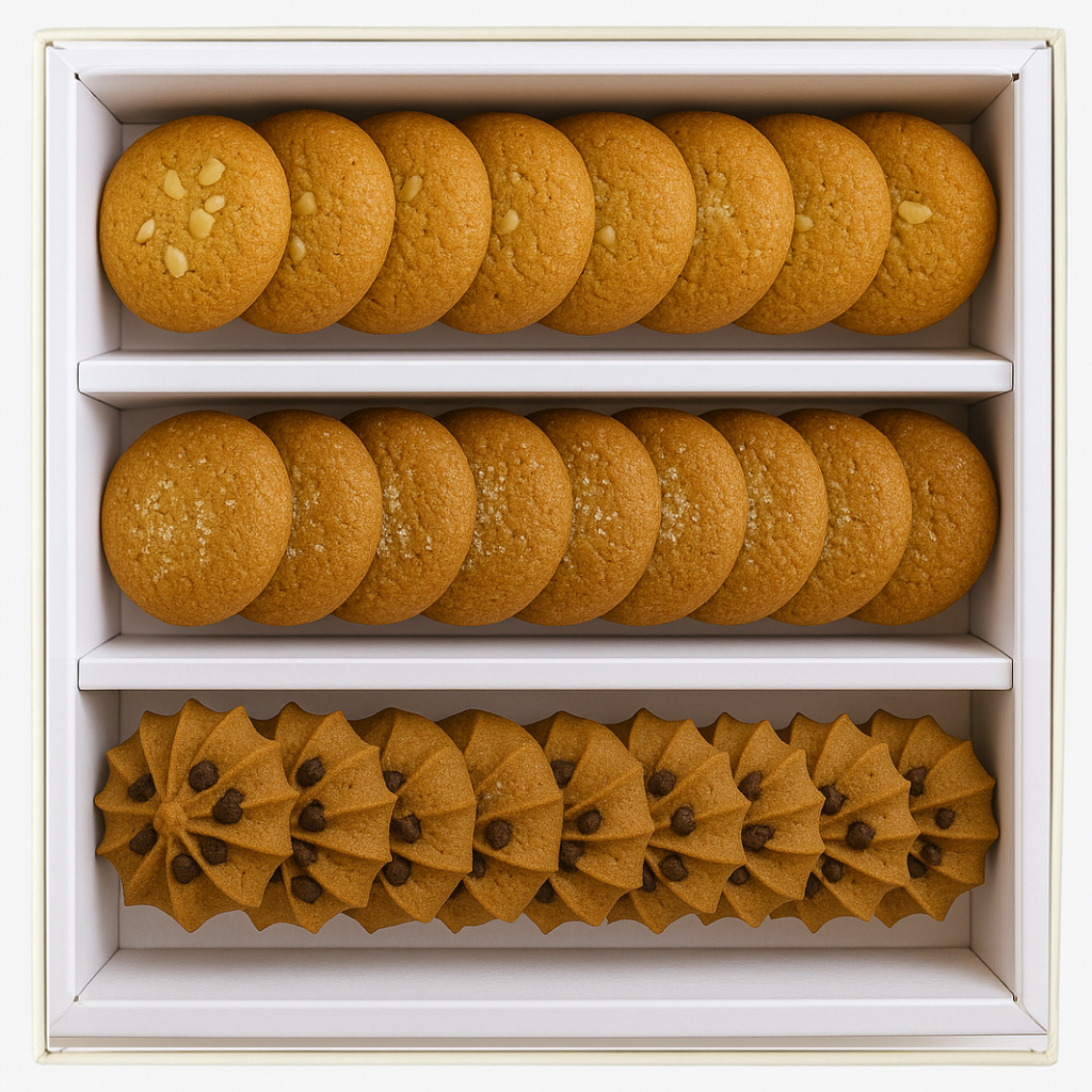Cookie Gift Box – Oats, Coconut & Choco Chip Cookies (8 Pcs Each)