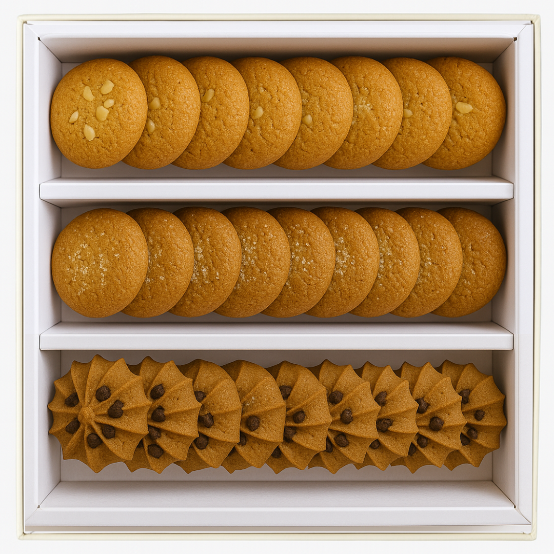 Cookie Gift Box – Oats, Coconut & Choco Chip Cookies (8 Pcs Each)