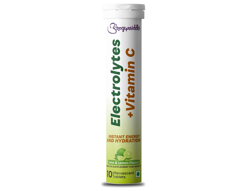 Electrolytes with Vitamin C for Instant Energy and Hydration, Lime & Lemon Drink, 10 Effervescent Tablets