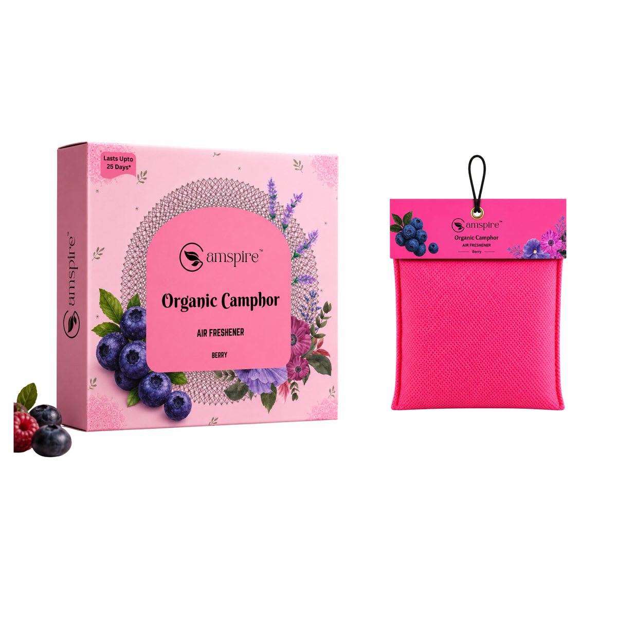 Camspire Camphor Air Freshener-Berry | Air Freshener | Car Freshener |Home & Personal Spaces Last Up to 25 Day*