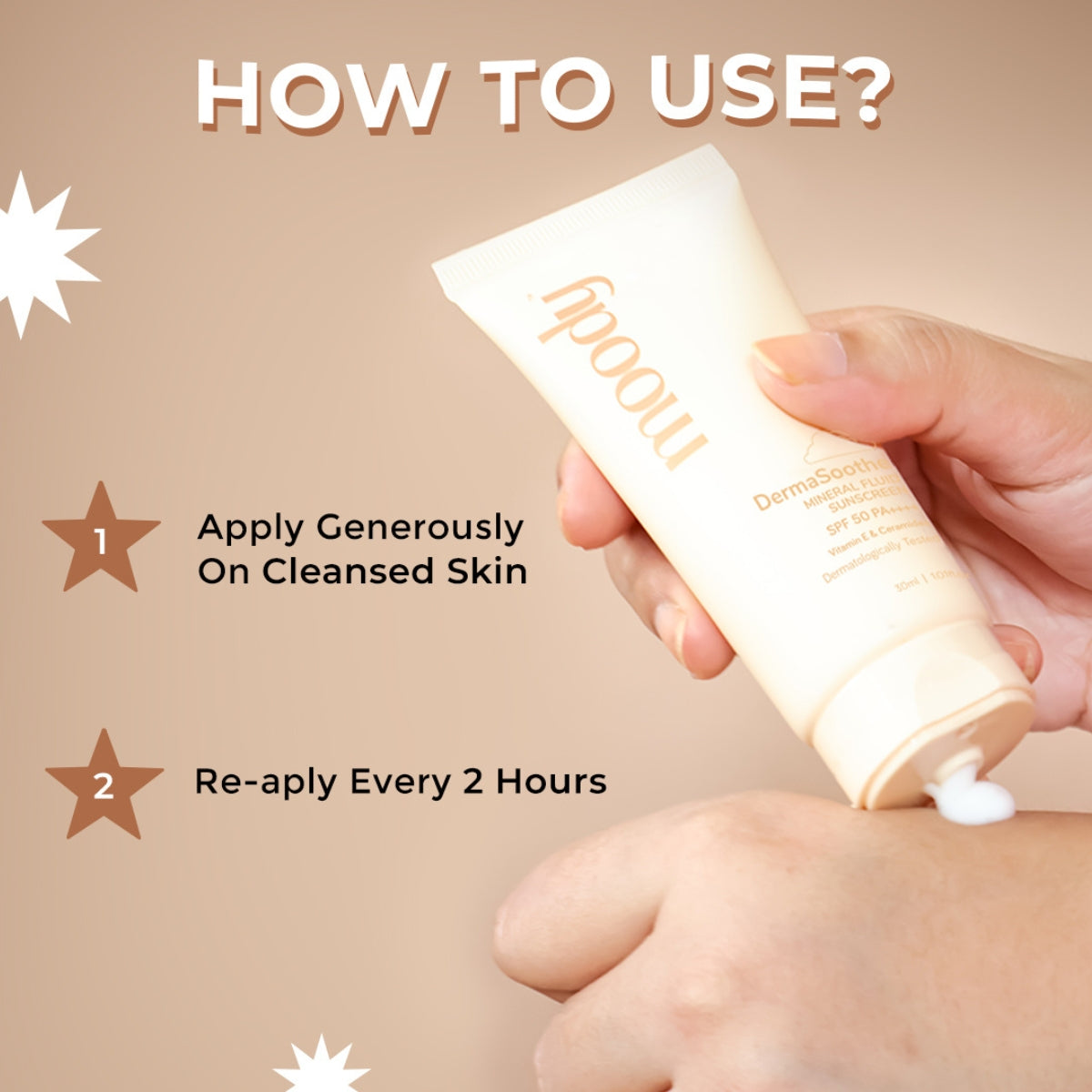 Moody SensiSoothe SPF 50 PA++++ Mineral Sunscreen with Ceramides & Rice 30ml | Pack of 1