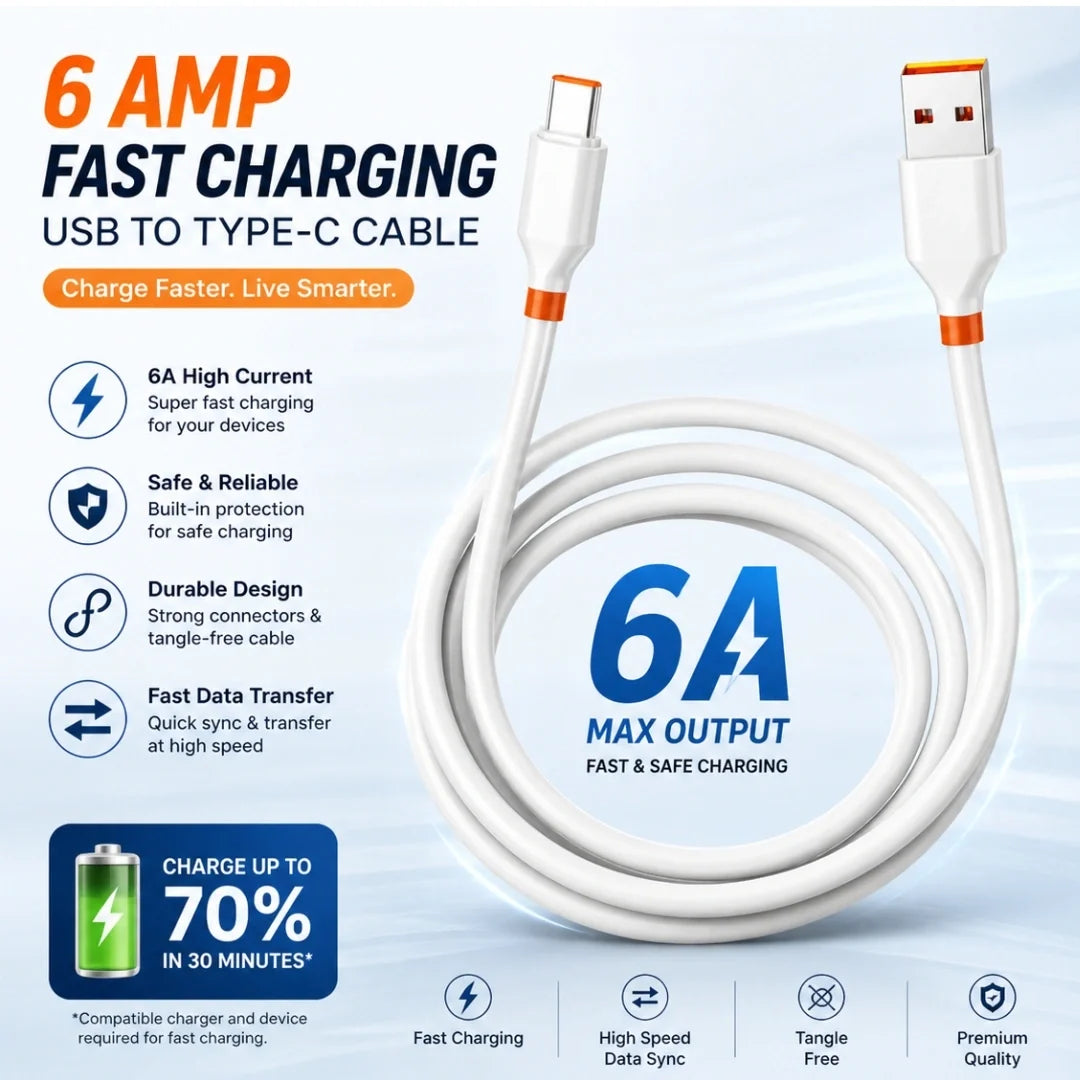 TecSox 6A USB to Type-C Charging Cable| Under Rs.99