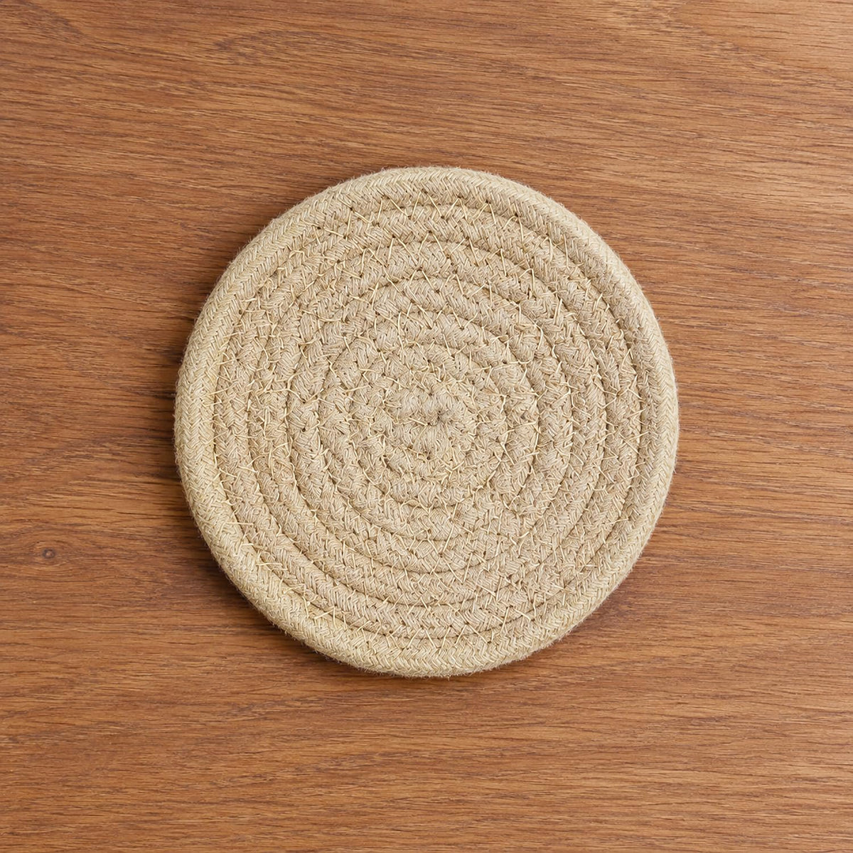 Cotton Braided Coasters Set Of 4 For (10x10cm, Beige)
