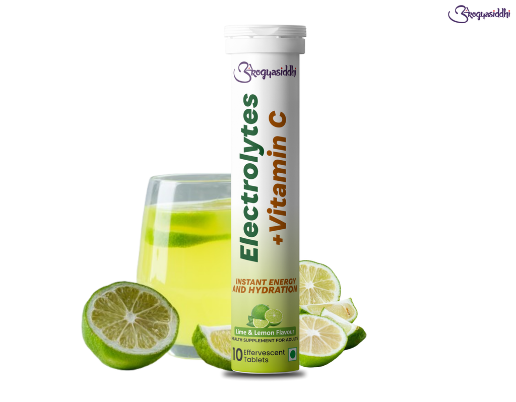 Electrolytes with Vitamin C for Instant Energy and Hydration, Lime & Lemon Drink, 10 Effervescent Tablets