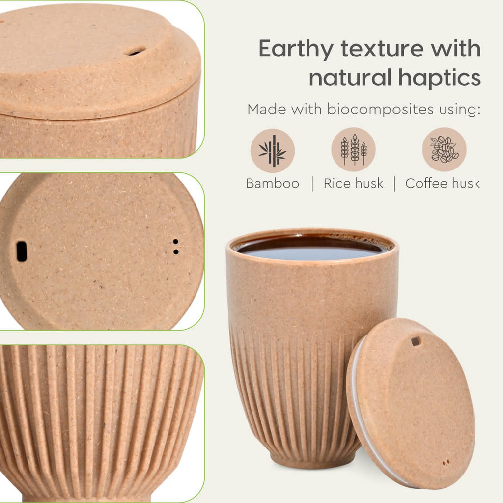 Eha Earth-Friendly Retro Coffee Mug Made with Rice Husk | 350 ml | Pack of 2