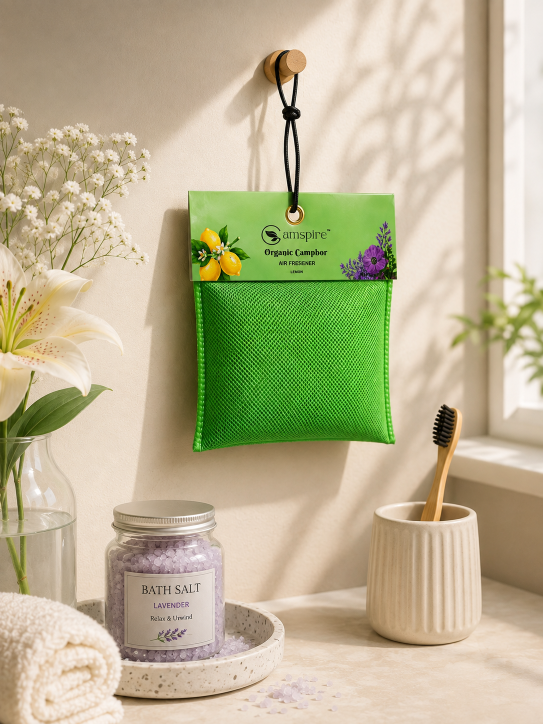 Camspire Camphor Air Freshener-Lemon | Air Freshener | Car Freshener |Home & Personal Spaces Last Up to 25 Day*
