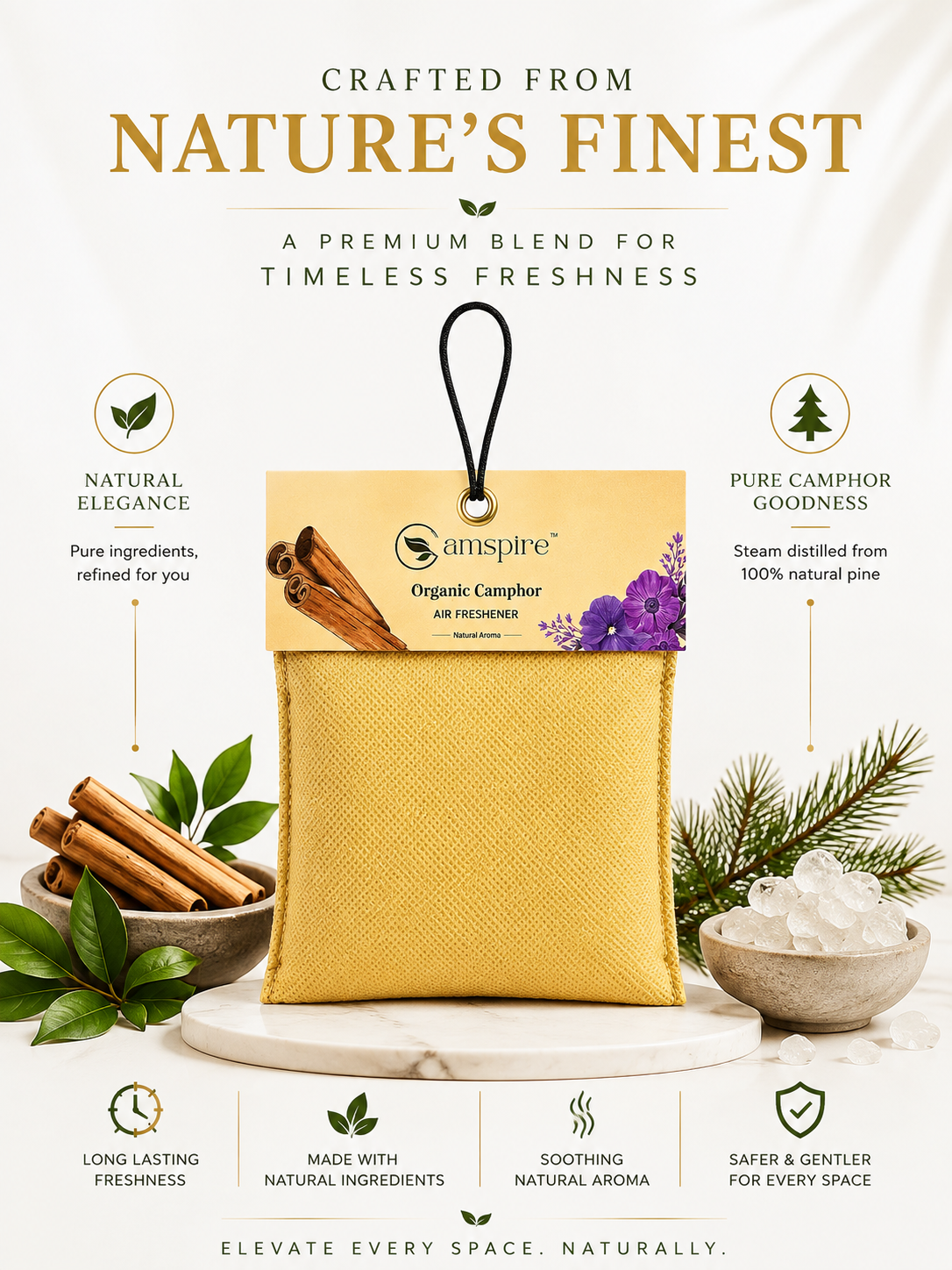Camspire Camphor Air Freshener-Sandalwood | Air Freshener | Car Freshener |Home & Personal Spaces Last Up to 25 Day*