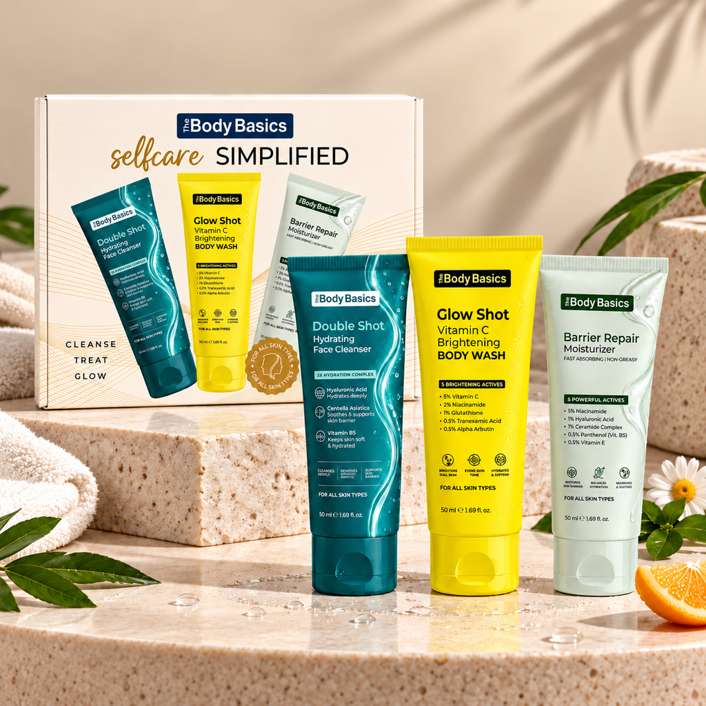 Daily Face & Body Care Kit | Hydrating Cleanser, Barrier Moisturizer & Vitamin C Body Wash