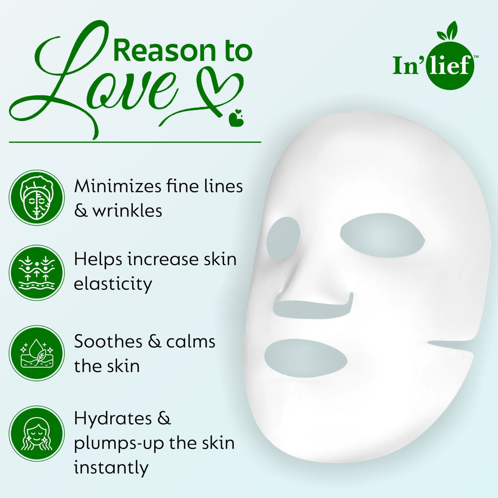In'Lief Sheet Mask Pack of 2 - 25ml | Vitamic C | Hyaluronic Acid | Rich in Peptides & Collagen