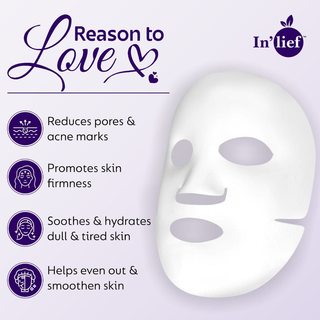In'Lief Sheet Mask Pack of 2 - 25ml | Niacinamide | Salicylic Acid | Rich in Peptides & Collagen