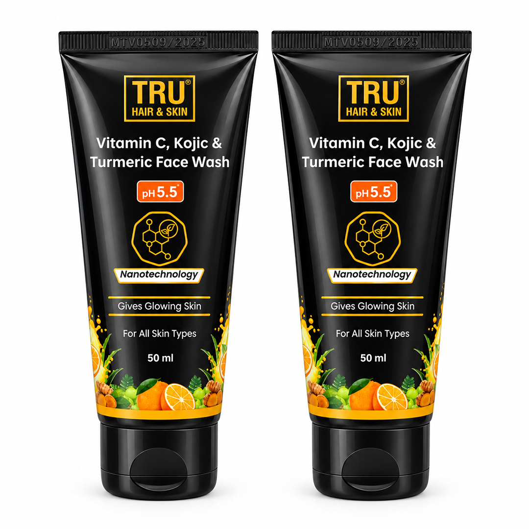 Tru Hair & Skin Vitamin C & Turmeric Face Wash | Gives Glowing Skin & Reduces Dark Spots-50ml | Pack of 2