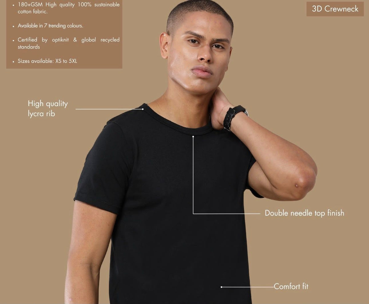 Sustainable Round Neck T-shirt | Black