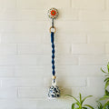 Blue Handmade Macrame Ceramic Bells Bohemian Home Wall Decor (Hook not included)